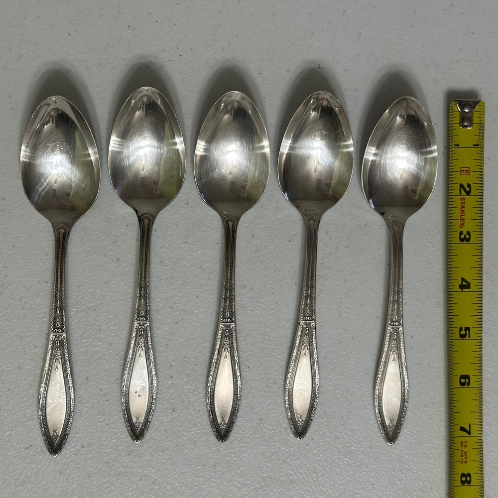 5 Wm.‎ A. Rogers A1 Plus Mystic Coronet Soup Dessert Spoons Silverplate Flatware